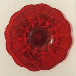 Moser Glass Ruby Red Platter Footed Old Northwood Cherry & Cable Pattern